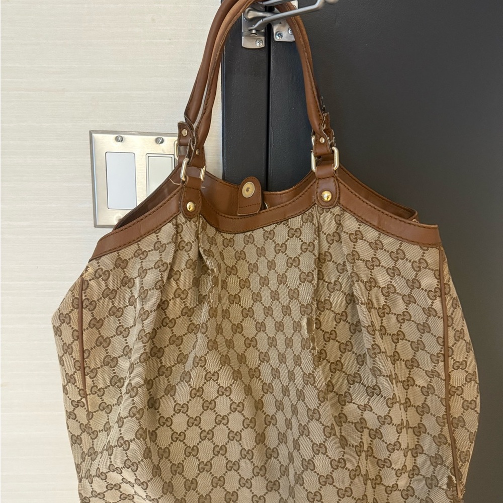 Gucci Beige and Brown Monogram Tote